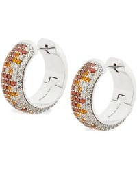 Loewe - Luxury Pavé Hoop Earrings In Sterling Silver And Crystals - Lyst