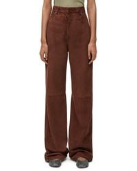 Loewe - Luxury High Waisted Trousers In Suede - Lyst