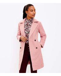 LOFT Softened Double Breasted Coat - Pink