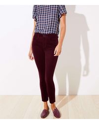 LOFT High Waist Corduroy Skinny Trousers In Curvy Fit - Purple