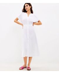 LOFT Gauze Midi Shirtdress - White