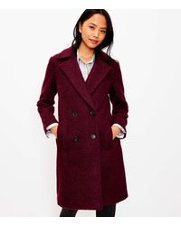 LOFT Petite Softened Double Breasted Coat - Red