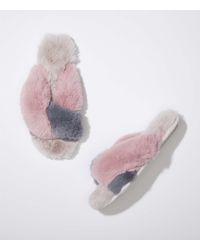 loft faux fur slide slippers