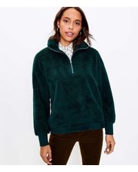 LOFT - Petite Sherpa Zip Sweatshirt - Lyst