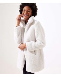 LOFT Petite Fleece Funnel Neck Coat - Multicolour