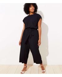 Plus V Back Tie Waist Jumpsuit Black
