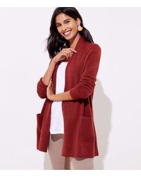 LOFT Shawl Collar Pocket Open Cardigan - Red