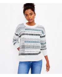 LOFT Petite Geo Pointelle Sweater in 