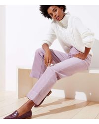 LOFT Velvet High Waist Slim Wide Leg Pants - Multicolour