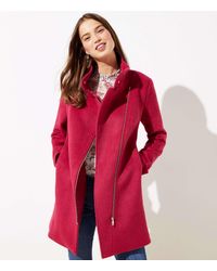 LOFT Petite Woolly Moto Coat - Red