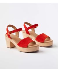 LOFT Leather Clog Sandals - Red