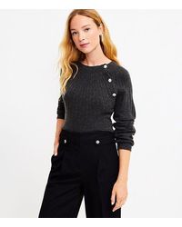 LOFT Jeweled Button Trim Sweater - Black