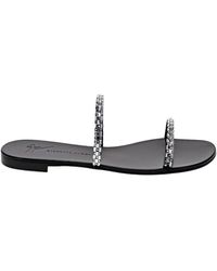 Giuseppe Zanotti Kandaste Crystal Two-strap Flat Sandals - Black