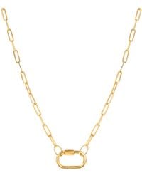 Amadeus Daphne Gold Paperclip Chain Necklace - Brown