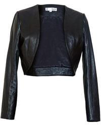 The Letter Leather Crop Jacket - Black