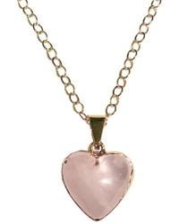 Tiana Jewel Rose Quartz Gemstone Heart Shaped Necklace Gold - Multicolour