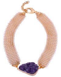 Tiana Jewel Raw Amethyst Cluster Gemstone Necklace - Multicolour