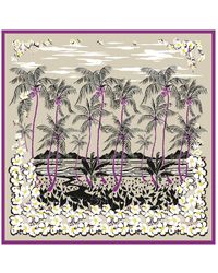 Longchamp - Zijden Sjaal 90 Hawaiiaanse Bloemen - Lyst
