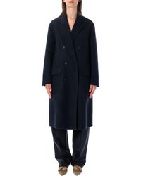Prada - Double-Breasted Wool Cashmere Coat - Lyst