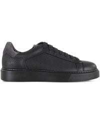 Doucal's - Leather Sneaker With Suede Detailing And Memory Foam Comfort - Lyst