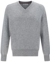 Brunello Cucinelli - Gray Cashmere Sweatshirt - Lyst