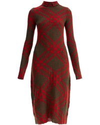 Burberry - Ered Wool Blend Midi Dress - Lyst