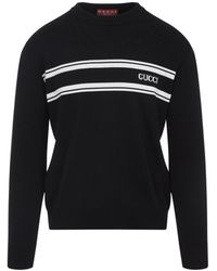 Gucci - Silk Cotton Sweater With Intarsia - Lyst