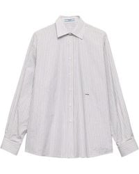 Prada - Embroidered Striped Poplin Shirt - Lyst
