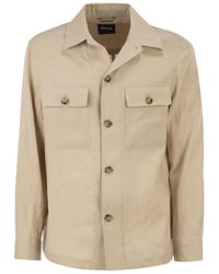 BOSS - Linen Shirt Jacket With Patch Pockets - Lyst