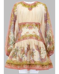 Zimmermann - Mini Dress Indra Cotton Silk Metallised Fibre - Lyst