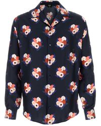 Fendi - Dark Satin Shirt With Floral Print - Lyst