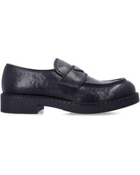 Prada - Triangle Logo Leather Loafers - Lyst