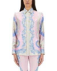 Versace - Cameo" Pastel Print Silk Shirt - Lyst