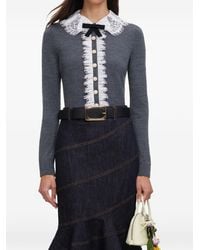 Self-Portrait - Lace Collar Knit Cardigan - Lyst