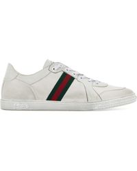 Gucci - White Leather Stretch Sneakers - Lyst