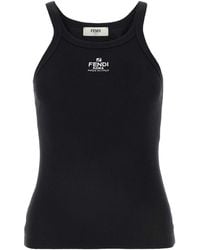 Fendi - Logo Cotton Tank Top - Lyst