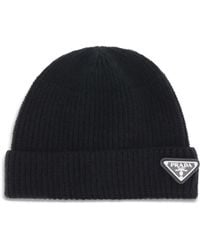 Prada - Beanie Hat With Logo - Lyst
