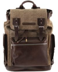 Brunello Cucinelli - Herringbone-Texture Backpack With Leather Trims - Lyst
