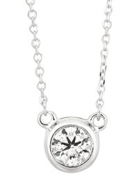 Morris & David 14k White Gold And 0.38 Tcw Diamond Pendant Necklace - Metallic