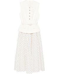 Self-Portrait - Polka-Dot Belted Midi Dress - Lyst