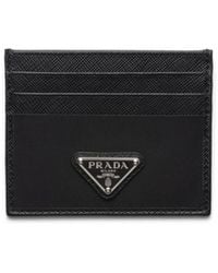 Prada - Triangle-Logo Leather Wallet - Lyst