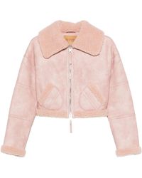 Jakke - Polyurethane Aviator Cropped Jacket - Lyst