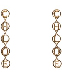Chloé - Chloé Brass Chloé Script Drop Earrings - Lyst