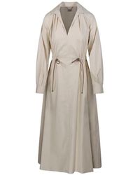 Max Mara - "Pedaggi" Cotton Popeline Midi Dress - Lyst