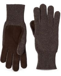 Brunello Cucinelli - Cashmere Knit Gloves With Suede Palm - Lyst