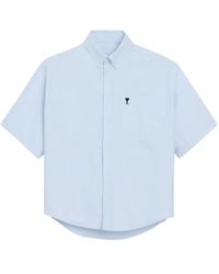 Ami Paris - Light Boxy Short Sleeve Cotton Shirt - Lyst