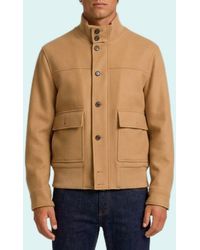 Lardini - Camel Sponge Bomber Jacket - Lyst