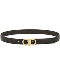 Ferragamo - Grained Leather Reversible Gancini Belt Accessories - Lyst