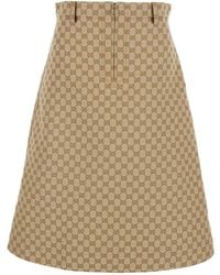 Gucci - Cotton Gg Midi Skirt - Lyst