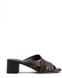 Tod's - T-Shaped Band Crossing Smooth Leather And Suede Sandals - Lyst